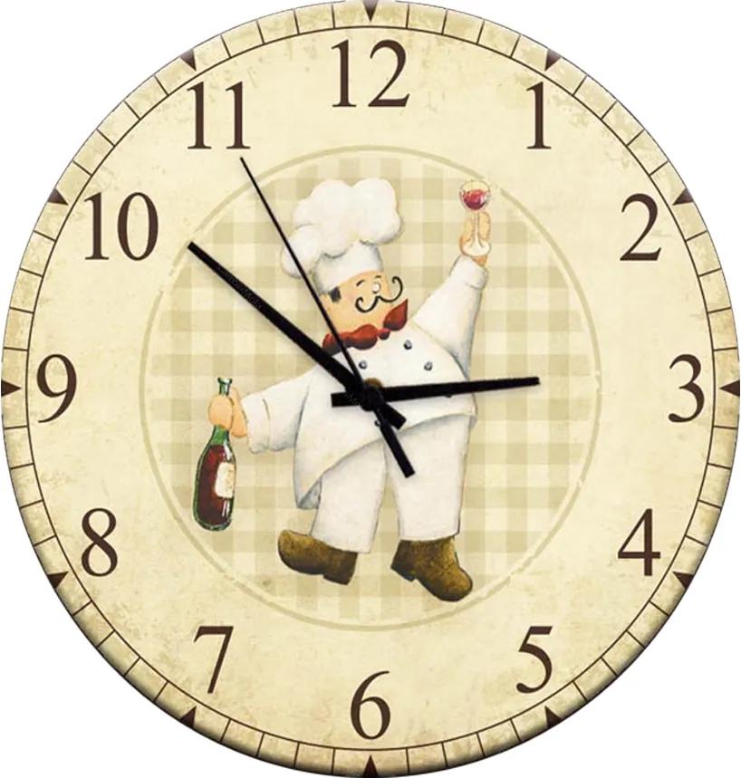 Relógio de Parede Chef Vinho em Madeira MDF - 28 cm