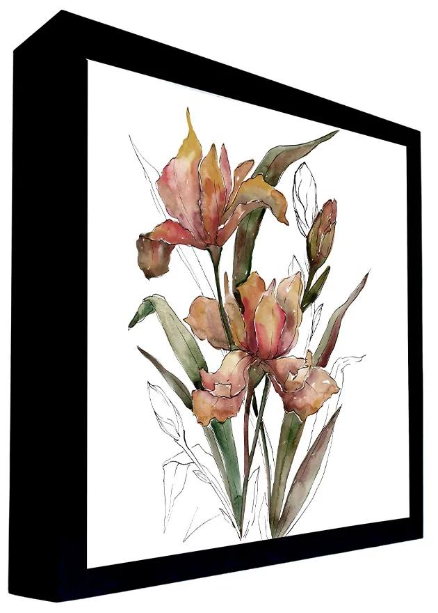 Quadro Decorativo 100x70 cm Flor 019  com Moldura Laqueada Preto - Gran Belo