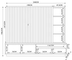 Estante Painel para TV 82 Pol 240cm com LED Hawai C05 Amêndoa - Mpozen