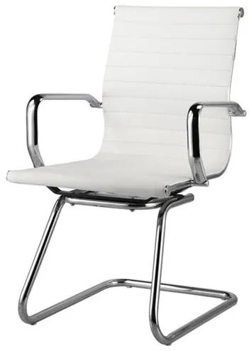 Cadeira Sevilha Eames Fixa Cromada PU Branco - 38229 Sun House
