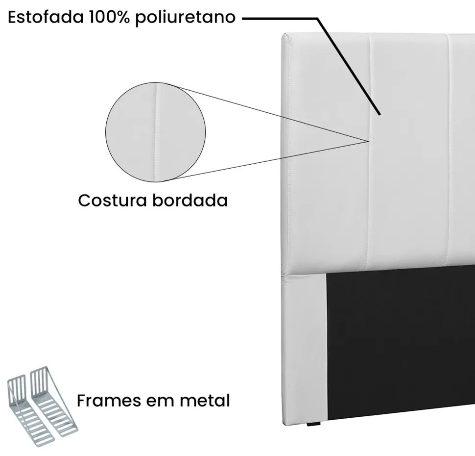 Cabeceira Arizona Para Cama Box Solteiro 90 cm Corino Branco - D'Rossi