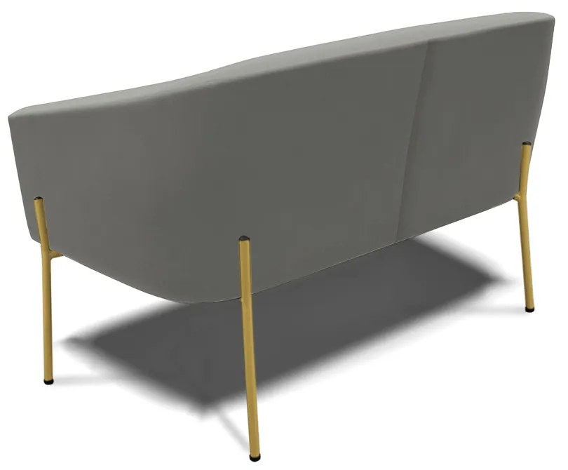 Namoradeira e 2 Poltronas Pé de Ferro Dourado Stella Suede Grafite D03 - D'Rossi