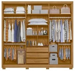 Guarda Roupa Casal com Espelho 6 Portas 242cm Duna M07 Freijó/Off Whit