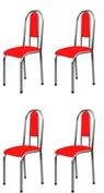 Kit 4 Cadeiras Anatômicas 0.122 Estofada Cromado/Vermelho - Marcheli