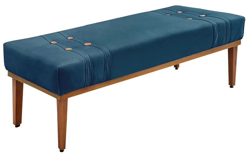 Cabeceira Cama Box Queen 160cm e Recamier Gênova Veludo S04 - D'Rossi - Azul Marinho