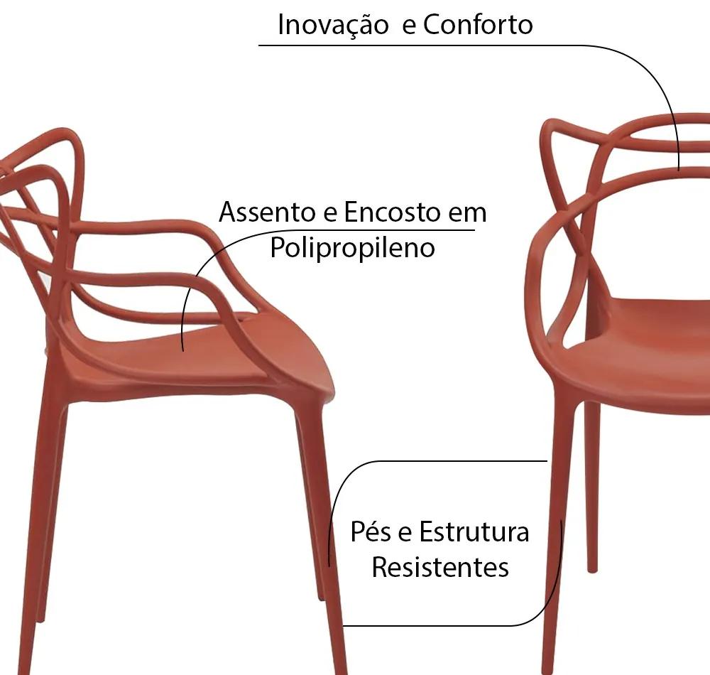 Kit 3 Cadeiras Decorativas Sala e Cozinha Feliti (PP) Laranja Telha G56 - Gran Belo