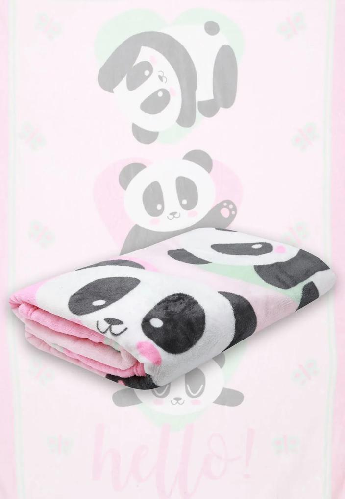 Cobertor Solteiro Lepper Panda Rosa 1,50 x 2,20