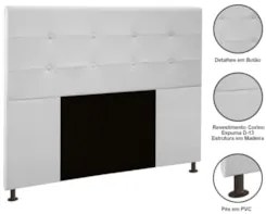 Cabeceira Cama Box Casal 140cm Safira Sintético Branco Z51 - Mpozenato