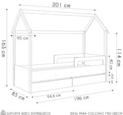 Cama Infantil Casinha Com 2 Gavetas Infix C06 Aveiro/Azul - Mpozenato