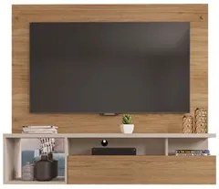 Painel para TV 55 Pol com Bancada Suspensa 136cm Brasil Buriti/Off Whi