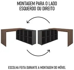 Conjunto Escritório Home Office 4 Peças Nil A06 Ipê/Preto - Mpozenato