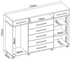 Cômoda Para Quarto 2 Portas 7 Gavetas London D02 Branco - Mpozenato