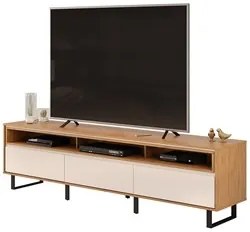 Rack Bancada para TV 75 Pol Pés Estilo Industrial Alfa D04 Off White/F