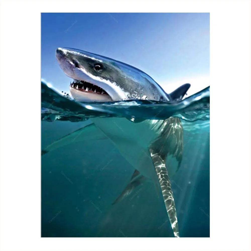 Placa Decorativa Tubarão ao Mar Média em Metal - 30x20 cm