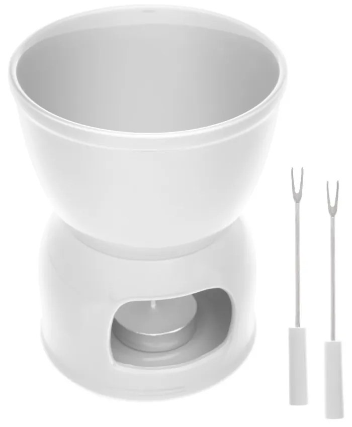 Jogo De Fondue 4 Peças De Porcelana Para Duas Pessoas Branco 400ml 17902 Wolff