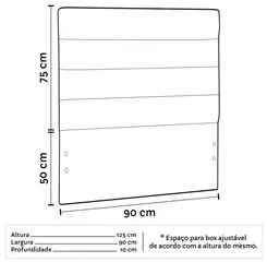 Cabeceira com Base para Cama Box Solteiro 88x188cm Hit ID5 Corano Pret