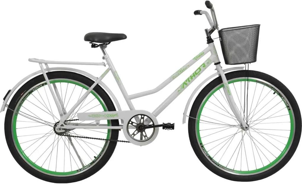 Bicicleta Aro 26 Venus C/ Pedal C/ Cestao Branca C/ Aero Verde Athor Bikes