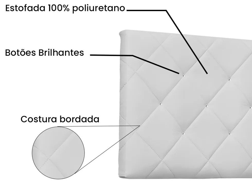 Cabeceira Painel Tânia Para Cama Box Solteiro 90 cm Corino - D'Rossi - Branco