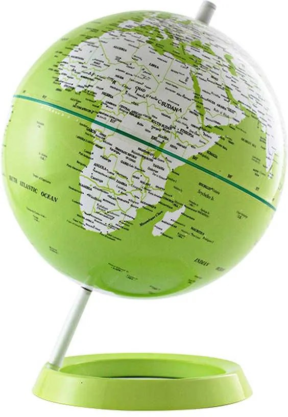 Globo Grande Mapa Mundi Verde em Polipropileno - Urban - 34x25 cm
