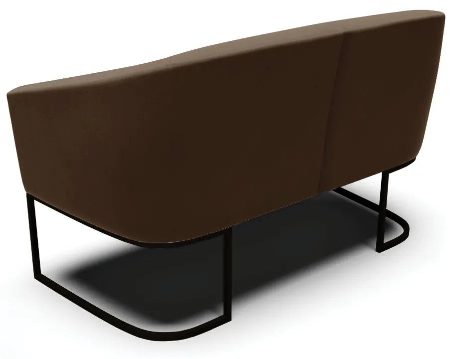 Sofá 2 Lugares Namoradeira Industrial Preto Stella Suede D03 - D'Rossi - Marrom
