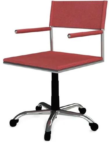 Cadeira Escritorio Elegante Couro Prensado Vermelho Cromada Rodizios - 41036 Sun House