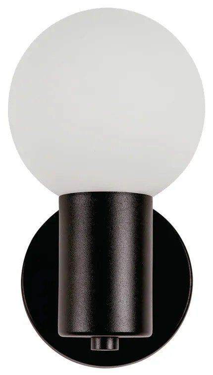 Arandela Nikko Ø12X18X15,5Cm C/ 1 Globos 1Xg9 / Haste Fixa / Globo Ø12... (PT - Preto Texturizado, AMBAR)