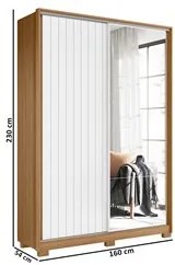 Guarda Roupa Solteiro com Espelho Portas Flex Rizatto A02 Nature/Branc