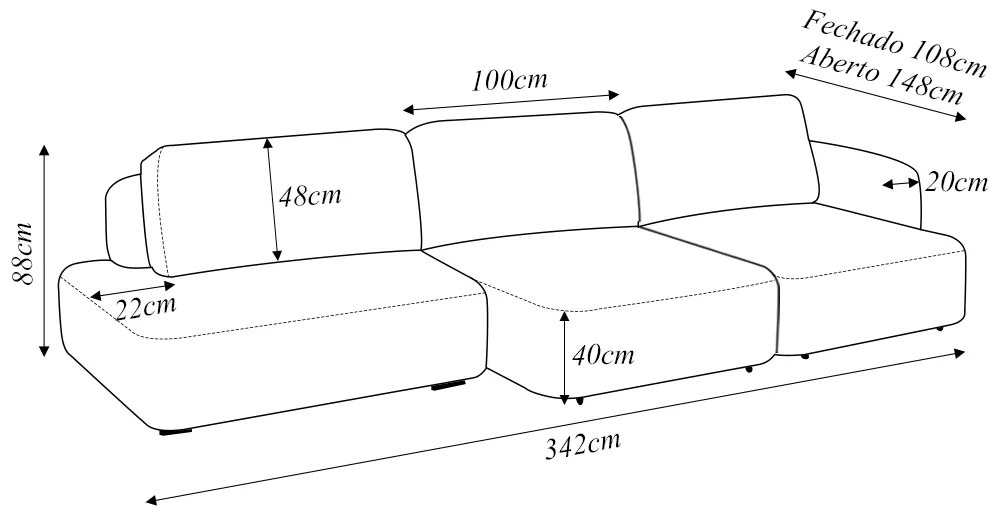 Sofá Decorativo Santiago 5 Lugares 342cm Sala de Estar Retrátil Modulado Bouclê Terracota G89 - Gran Belo