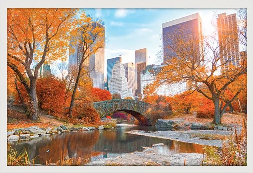 Poster Com Moldura Branca Central Parque Nova York 90x60cm