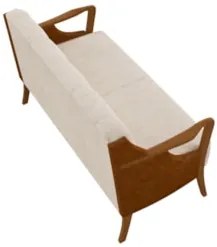 Poltrona Namoradeira 2 Lugares 135cm Capitonê Lapa Z32 PU Camel/Linho