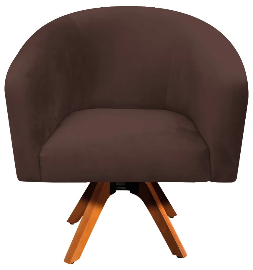 Poltrona Decorativa Giratória MM30 Stella Suede Marrom D03 - D'Rossi
