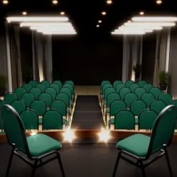 Kit 2 Cadeiras Hoteleiras Auditório Empilhável Linho Z33 Verde - Mpoze