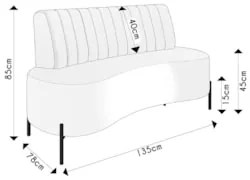 Sofá 2 Lugares 135cm Pés Aço Preto Tamar Z08 Boucle Grafite - Mpozenat