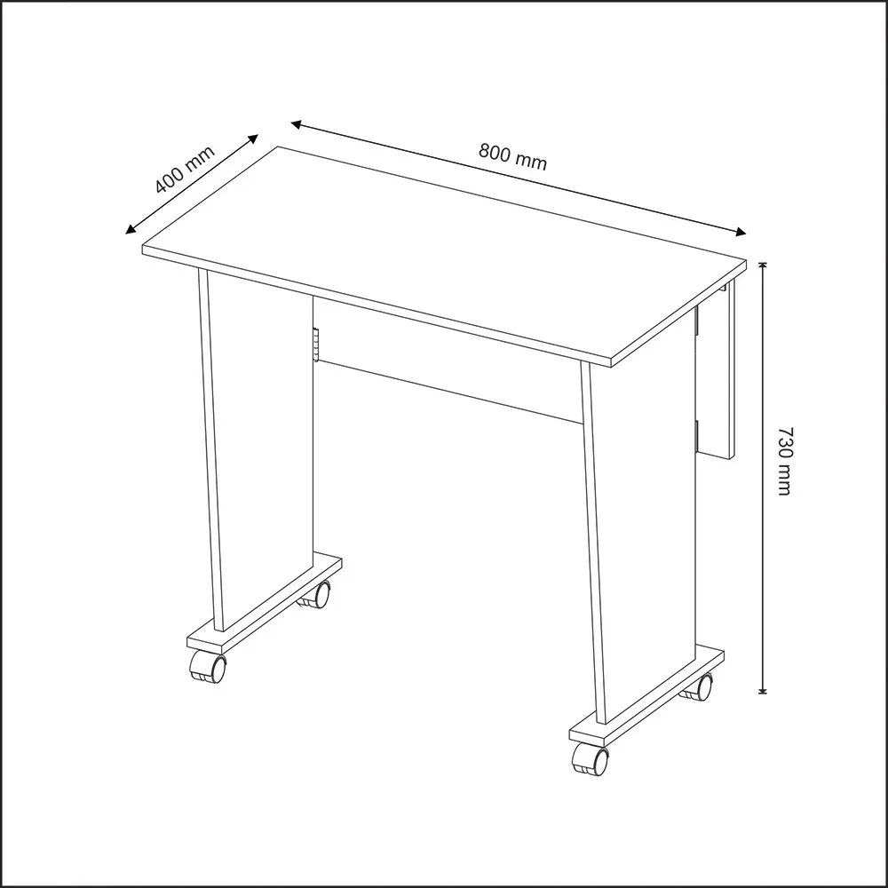 Mesa com rodizio para Escritório Home Office ME4117 MDP Amendoa G69 - Gran Belo