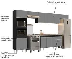 Armário de Cozinha Modulada 5 Peças CP15 Balcão com Pia Inox Preto/Cin
