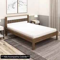 Cama de Casal CM8007 Nogal/Branco - Tecno Mobili