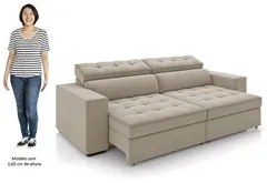 Sofá Retrátil Reclinável 3 Lugares 246cm Vick M22 Suede Bege - Mpozena