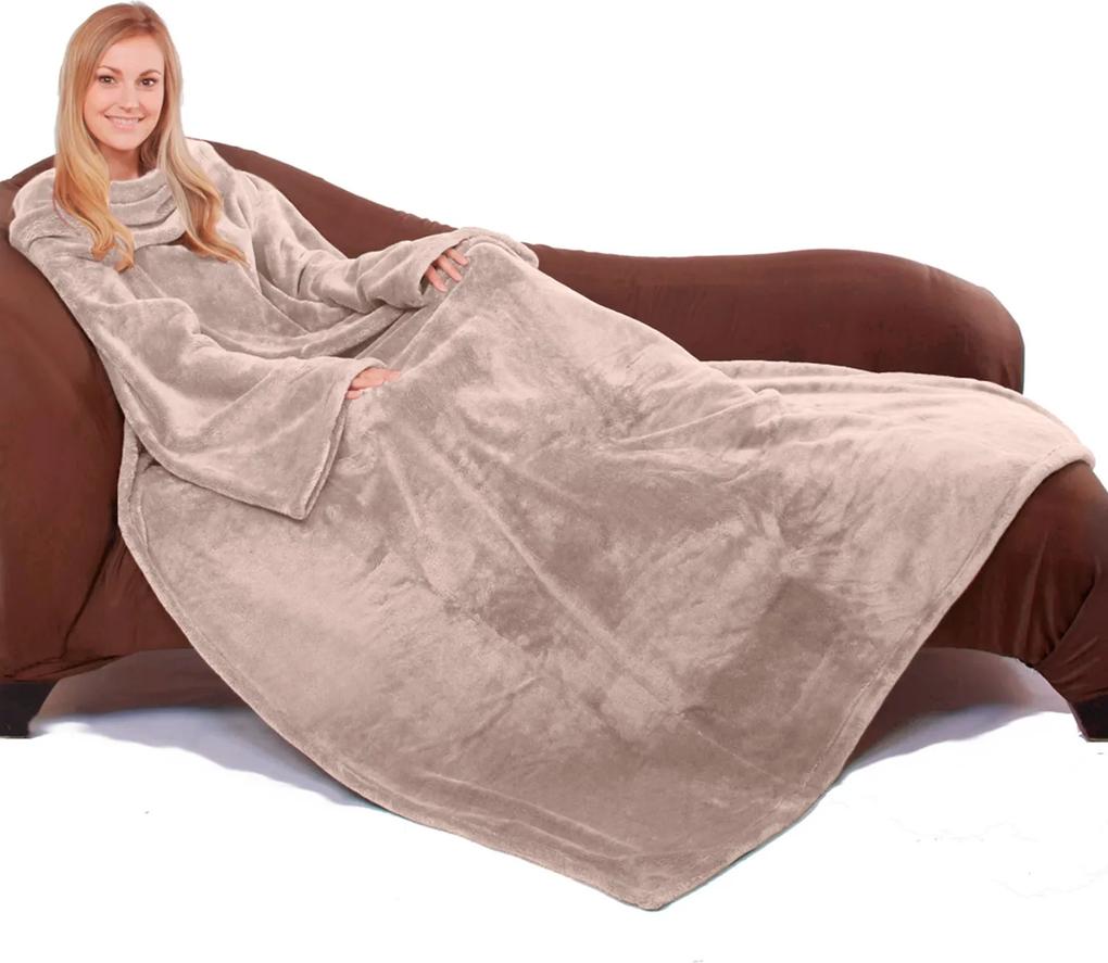 Cobertor TV com Mangas Microfibra 1,35X1,70m - Taupe