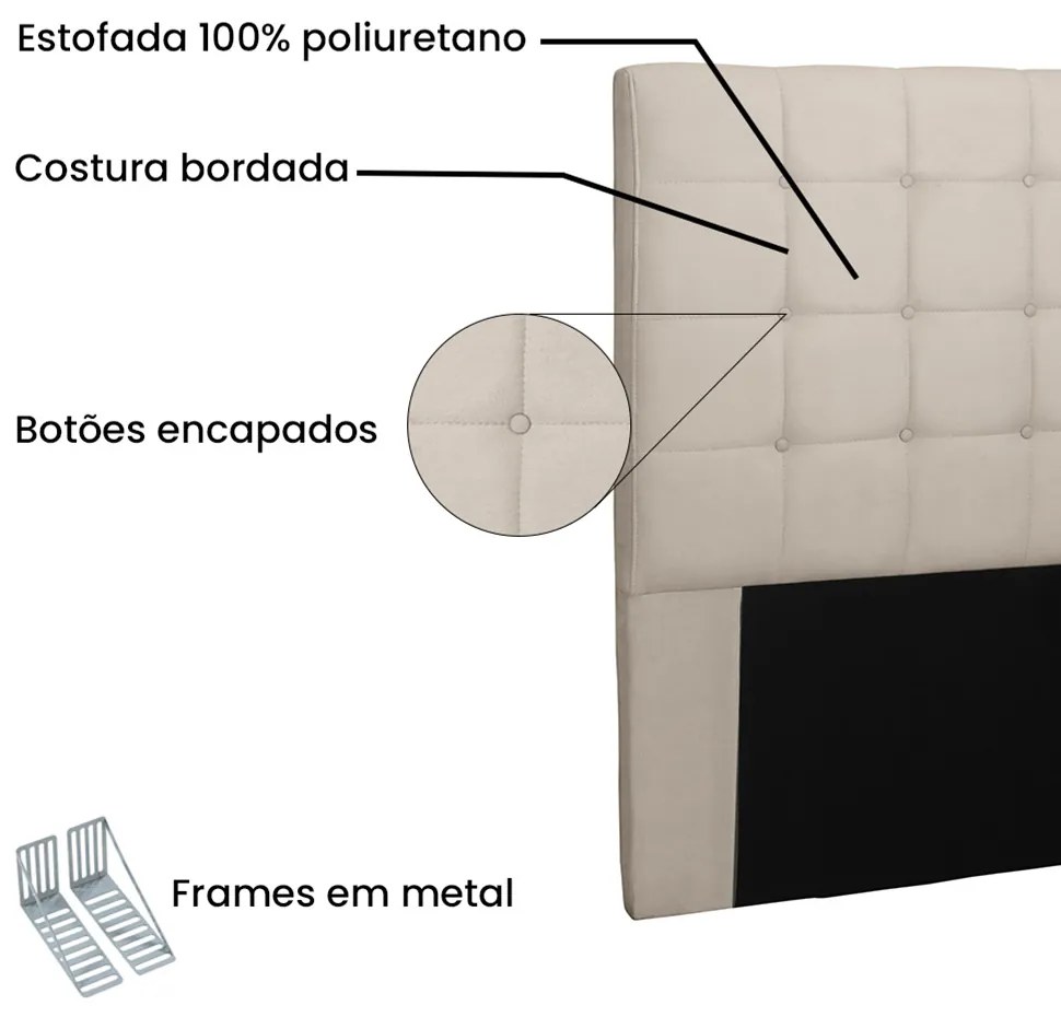 Cabeceira Verona Para Cama Box Queen 160 cm Suede Bege - D'Rossi