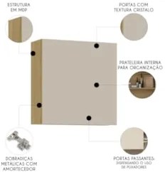 Armário de Cozinha Aéreo 2 Portas 80cm Minsk Freijó/Soft Z06 - Mpozena