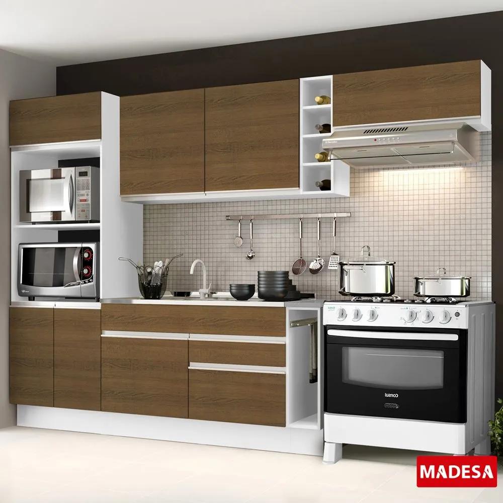Cozinha Compacta 7 Portas Safira G20180076est Branco/Rustic - Madesa