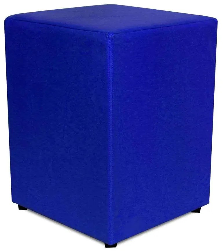Puff Decorativo Quadrado Corino Azul 45X34X34Cm Orthovida