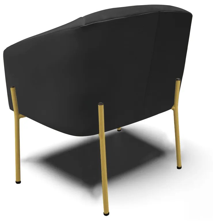 Poltrona Decorativa Pé de Ferro Dourado Kit 2 Stella Sintético D03 - D'Rossi - Preto