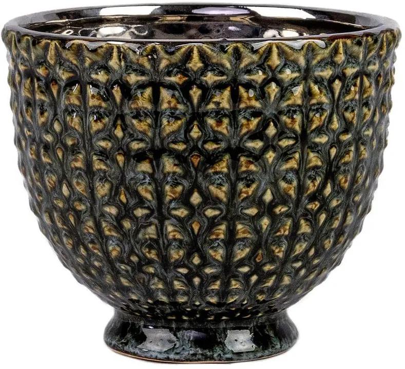 Cachepot Cerâmica Golden Black Pequeno