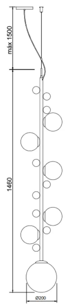 Pendente Aliança Ø20X146Cm 06Xg9 Globo 12Cm - Usina 90010/6 (BT - Branco Texturizado, Ambar)