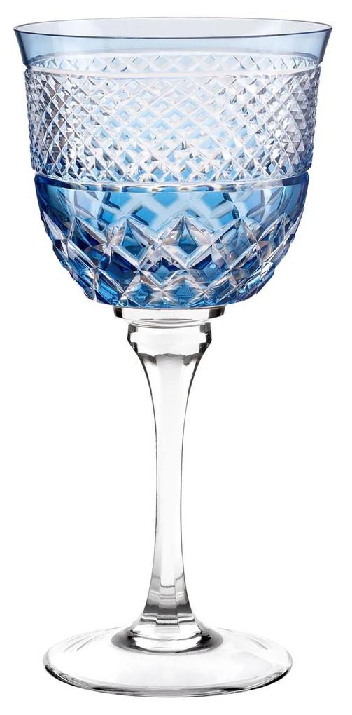 Taça de Cristal Lapidado P/ Vinho Branco 25 Azul Claro - 78