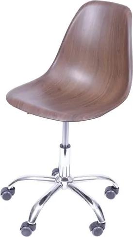 Cadeira Eames com Rodizio Polipropileno Amadeirado Escuro - 40601 - Sun House