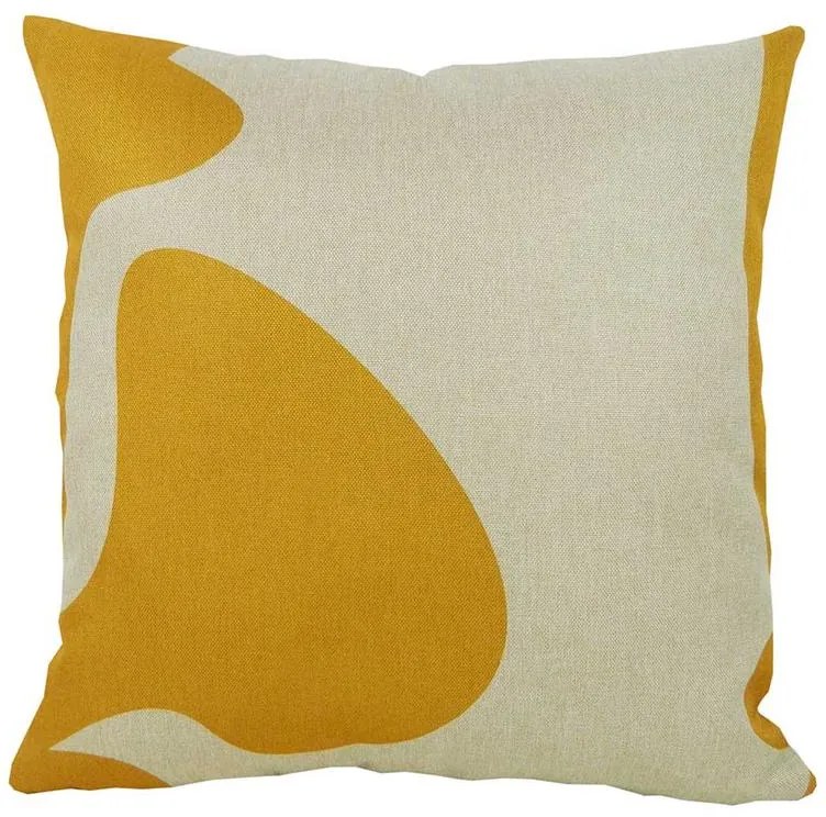 Capa de Almofada Ivory em Linho Tons Amarelo 45x45cm - Decorativa - Com Enchimento