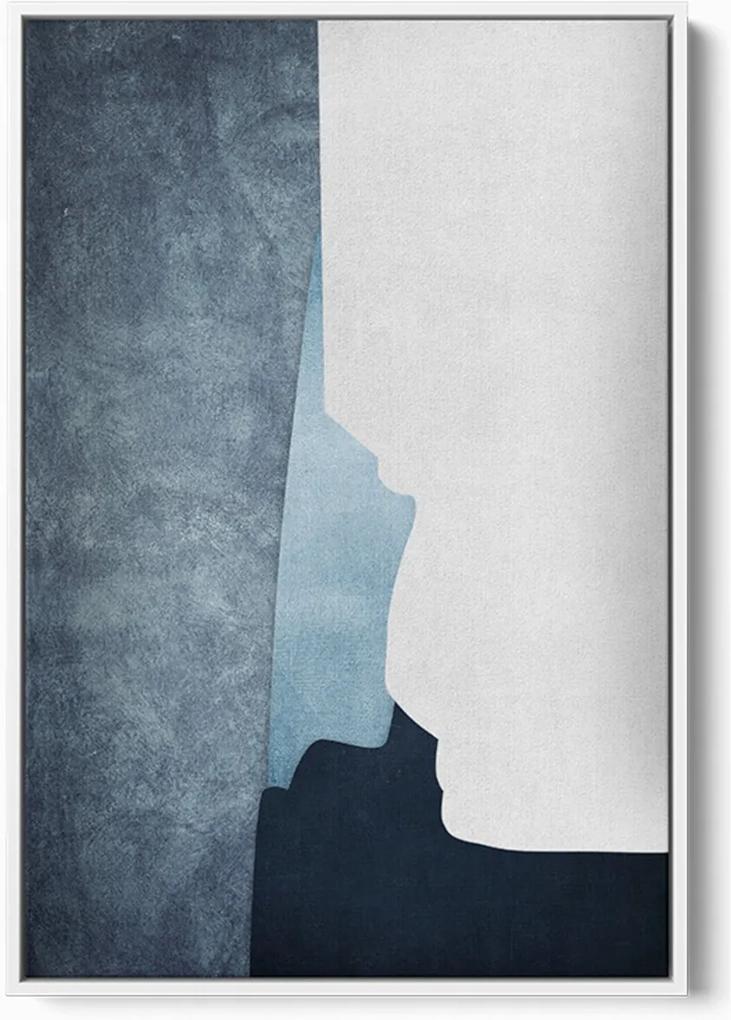 Quadro 60x40cm Abstrato Textura Ireki Moldura Flutuante Filete Branca