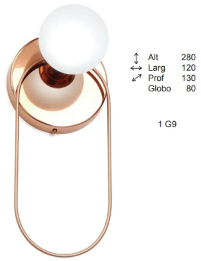 Arandela Wire Esfera Mini 13X12X28Cm Globo Ø8Cm 1Xg9 - Old Artisan Ar-... (LUNA, AMBAR)